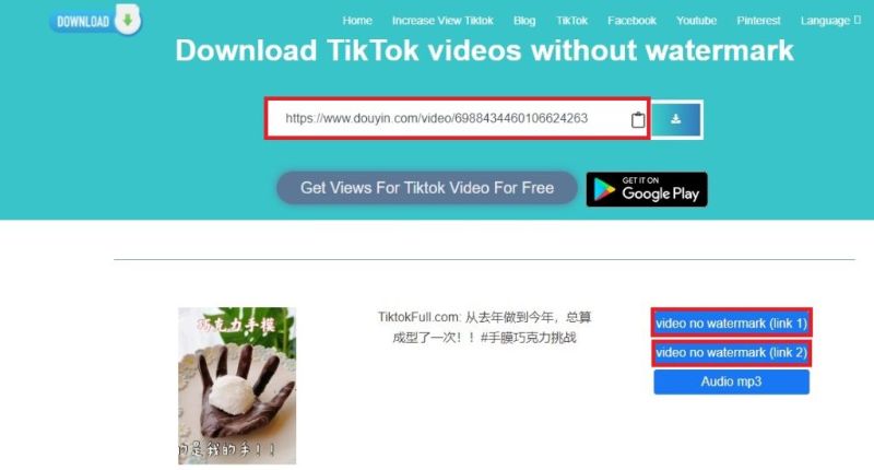 TikTok download at DownTik